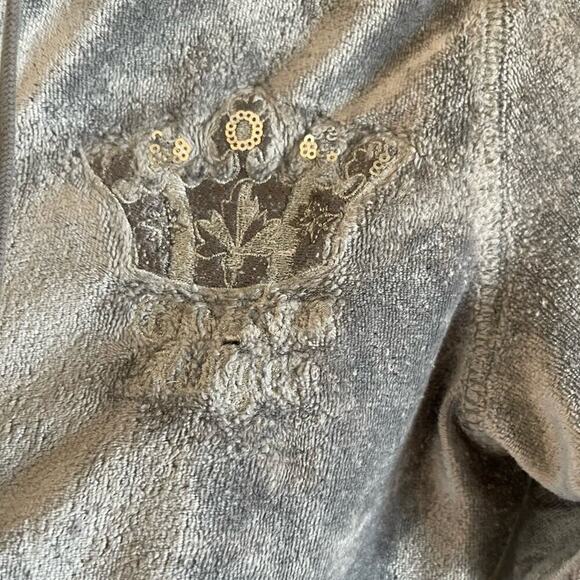 Y2K Christian Audigier Silver Velour Zip Up Sweatshirt Hoodie - Picture 6 of 11